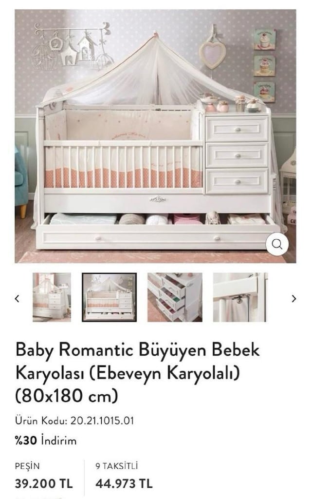 çilek romantica dolap ve büyüyen bazalı beşik seti - 3