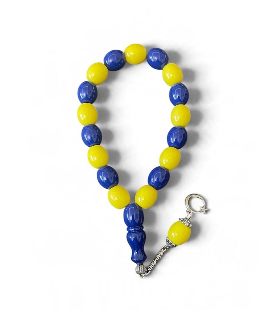 Fenerbahçe Taraftar Maskot Tesbih 17 Habbe Misina İpli 14.5x13.5 mmm - 2
