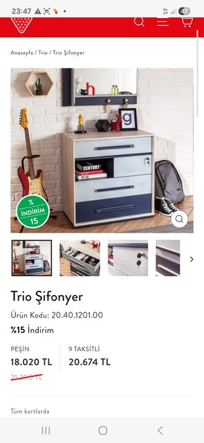 Çilek trio genç odası takımı