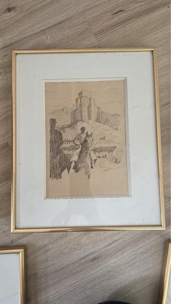 koleksiyon kara kalem resim ve altın varaklı çerçeveleri galeri remzi - 3