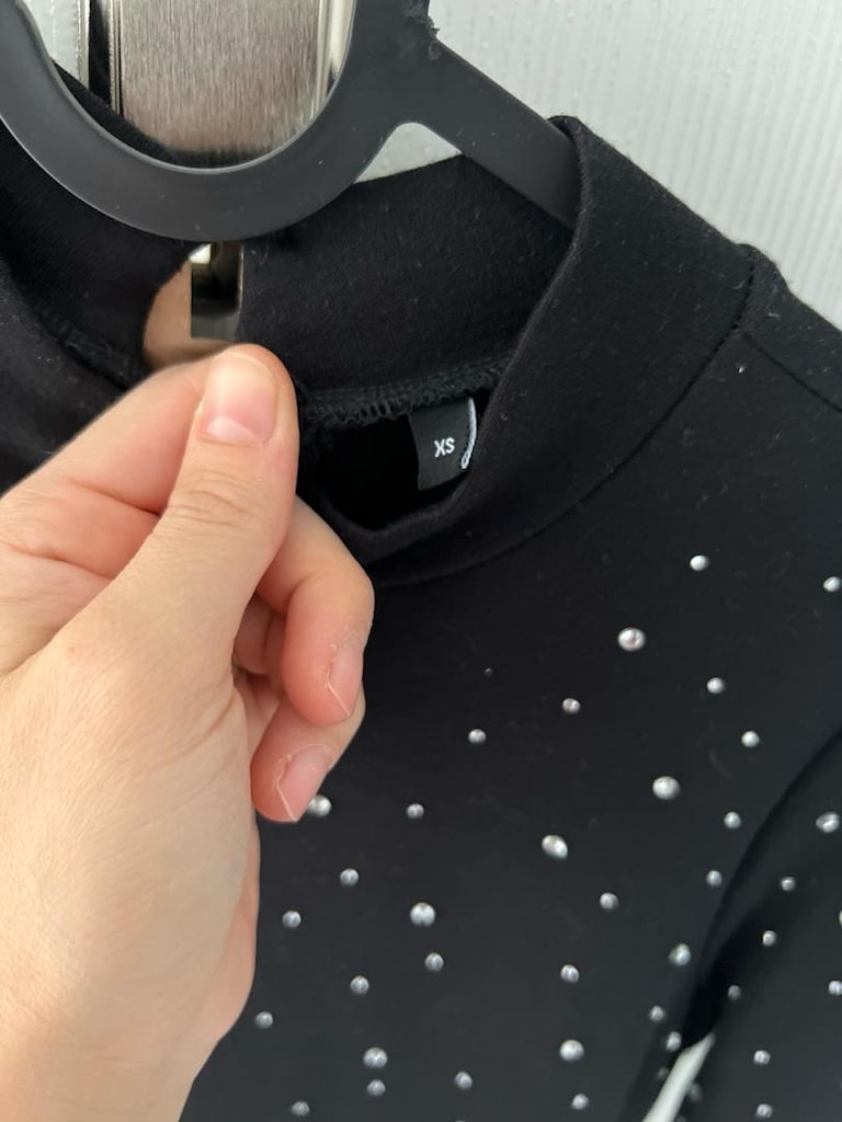 Siyah Taşlı Mini Elbise - 5