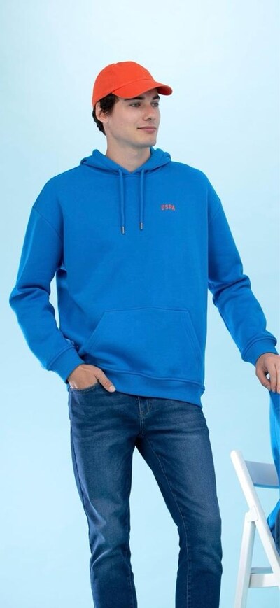 U.S POLO ASSN. - 4XL BEDEN - KOBALT MAVİ SWEATSHIRT(KAPÜŞONLU)