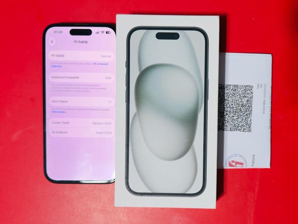 IPHONE 15 128 GB SİYAH RENK 10/9 06/04/2028 18 ay garanti pil 99 KU - 4