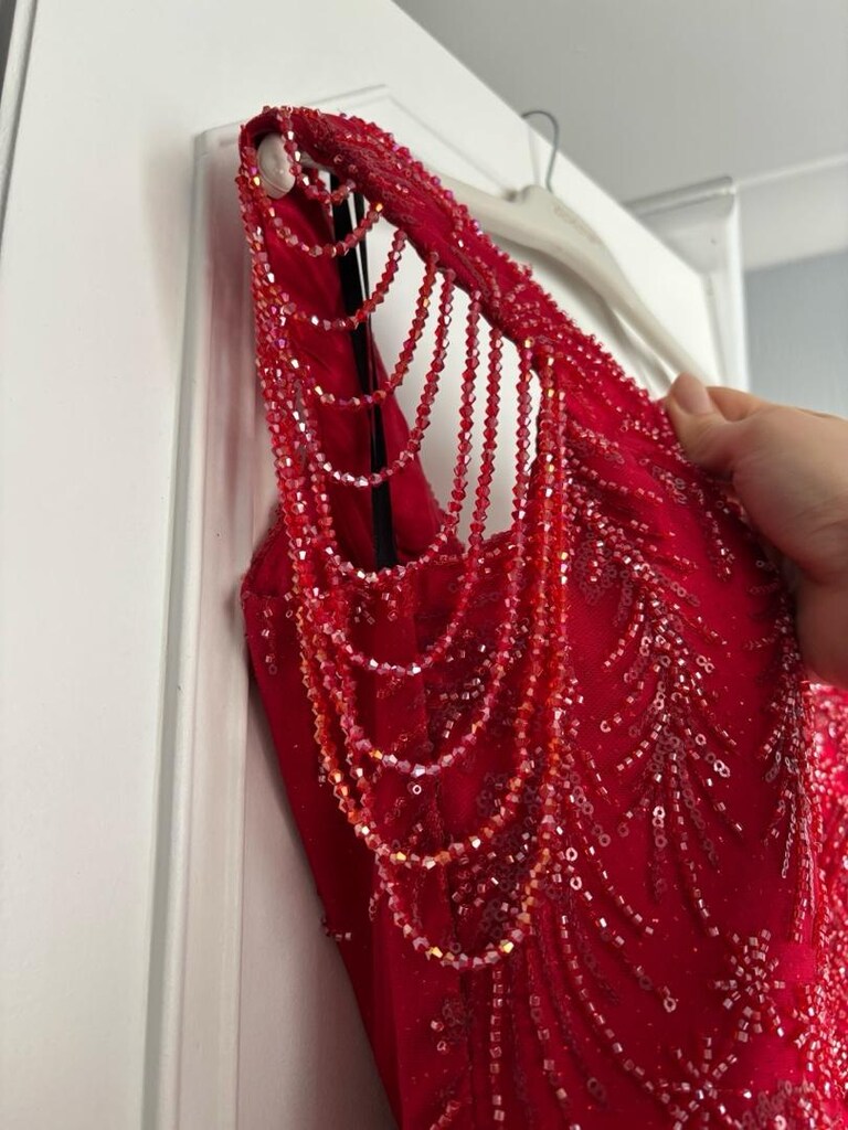 Kırmızı Prenses Model Taşlı Abiye - 4