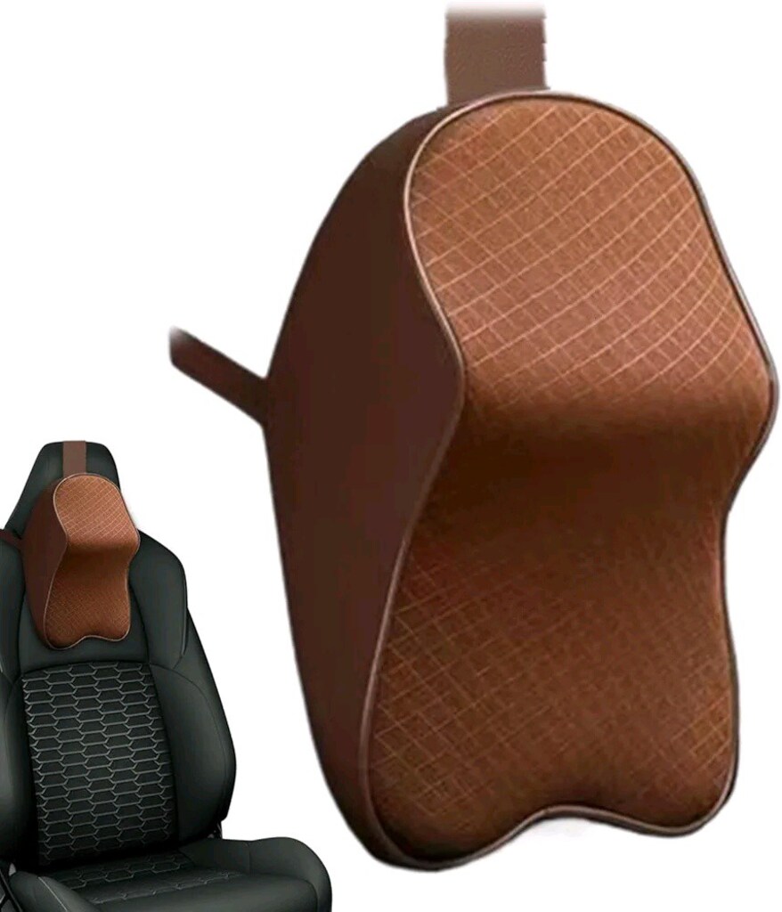 Kahve Tarzı Araba Boyun Yastığı Ayarlanabilir Baş Desteği 3D Bellek - 5