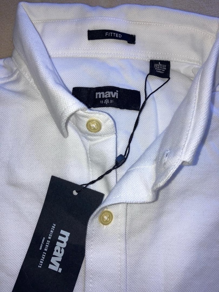 mavi jeans L beden Polo beyaz renk gömlek — görsel 2/2
