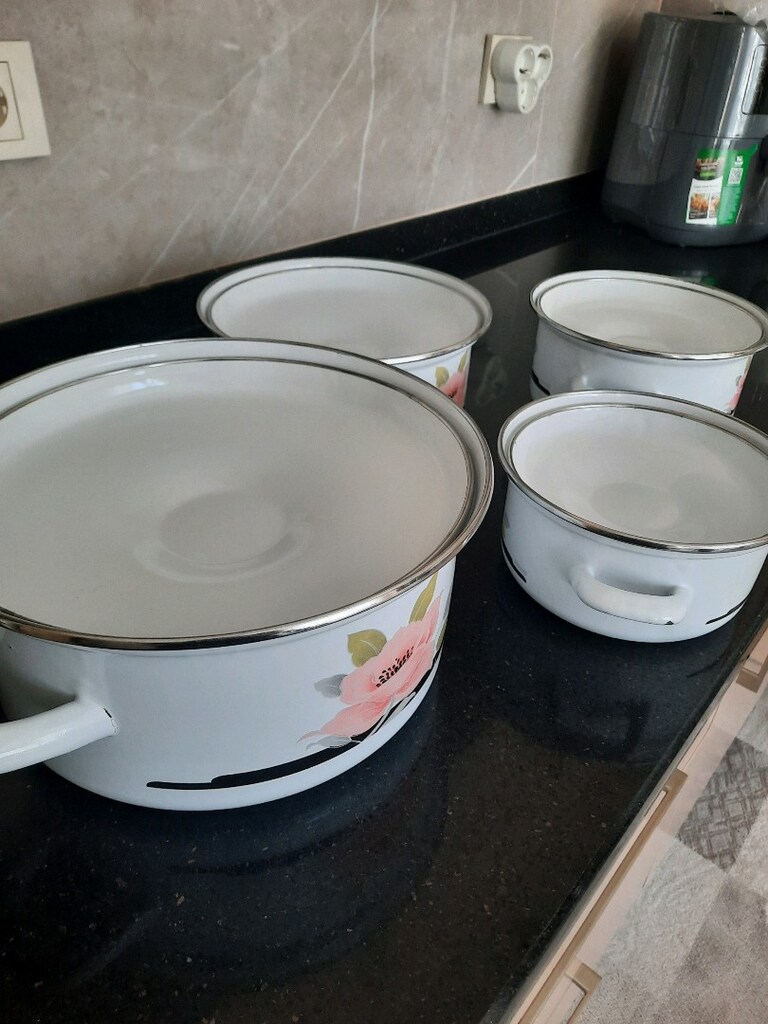 4 ADET TENCERE (8 PARÇA) EMAYE TENCERE SETİ - 3