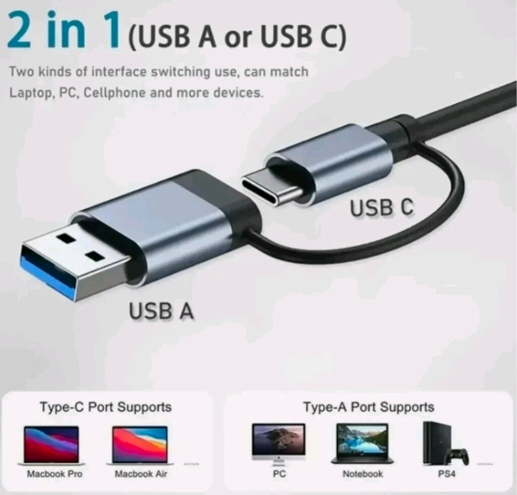 4 in 1 USB ve Type C giriş Çoklayıcı. Sıfır kutusunda yurt dışı - 5
