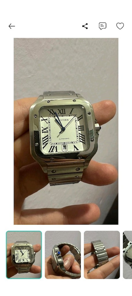 Gümüş Cartier Otomatik Erkek Kol Saati
