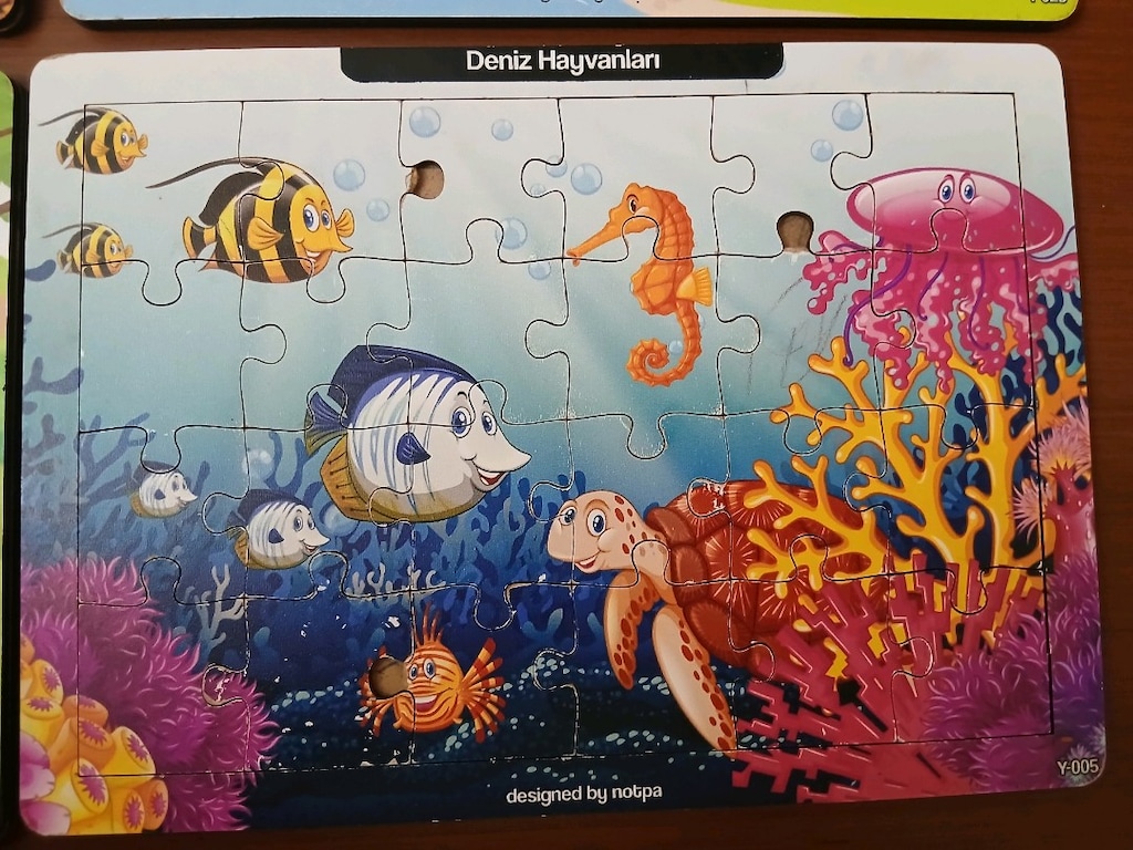 Notpa Çocuklar İçin Eğitici ve Öğretici Ahşap Renkli Puzzle 4'lü Set - 6