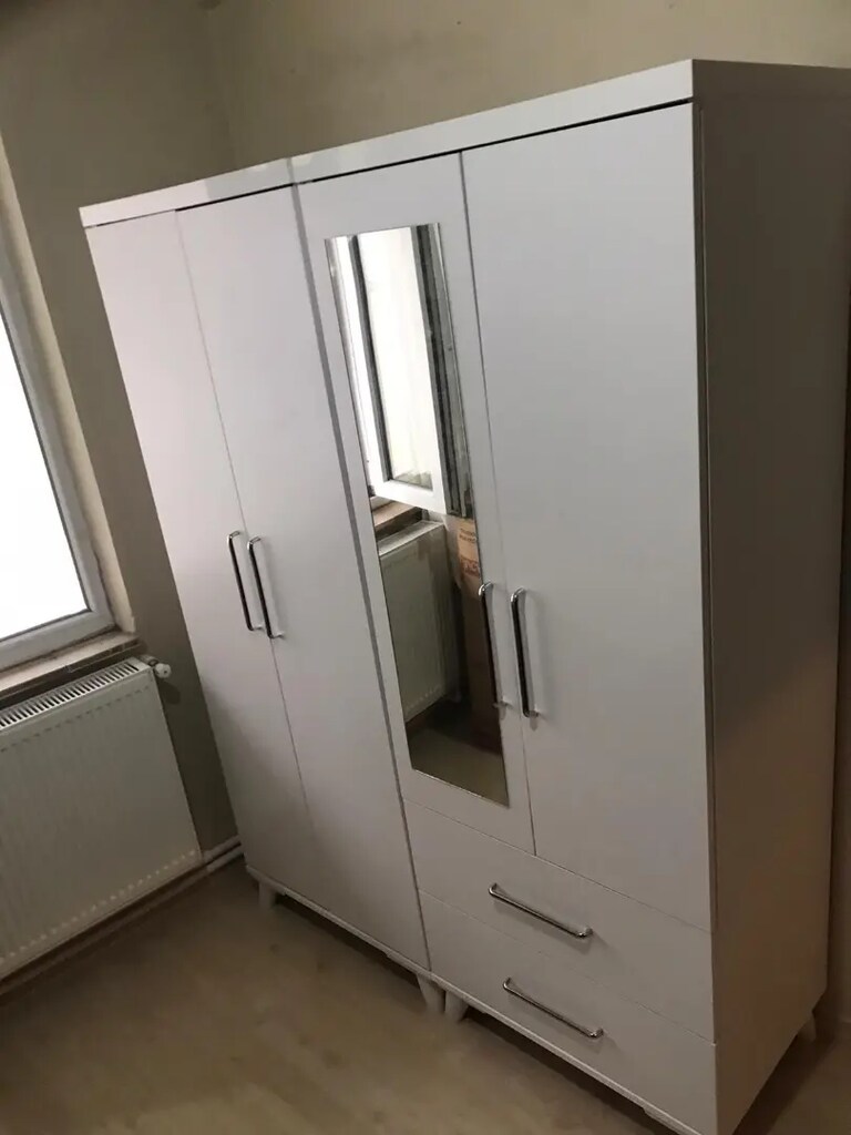 Sıfır aynalı kaliteli 4 kapılı elbise dolabı gardolap - 2