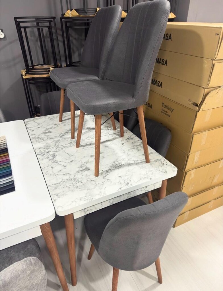 SIFIR KELEBEK AÇILIR YEMEK MASASI & SIFIR 6 ADET SANDALYE - 4