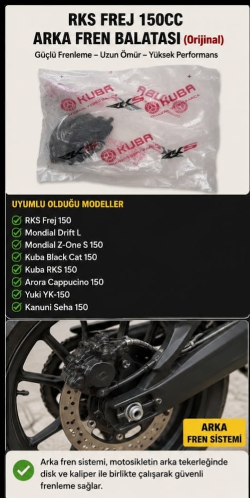 rks freccia 150 arka fren balatası - 7