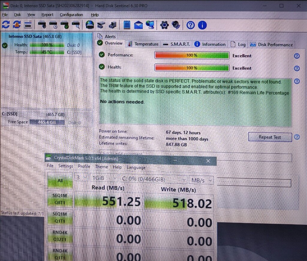 SIFIR GİBi- 500GB SSD intenso SSD Çok az kullanıldı. 480GB SSD - 2