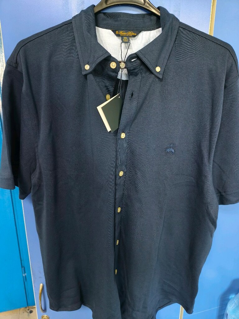 ORİJİNAL XXL BROOKS BROTHERS LACİVERT KISA KOLLU ERKEK GÖMLEK!
