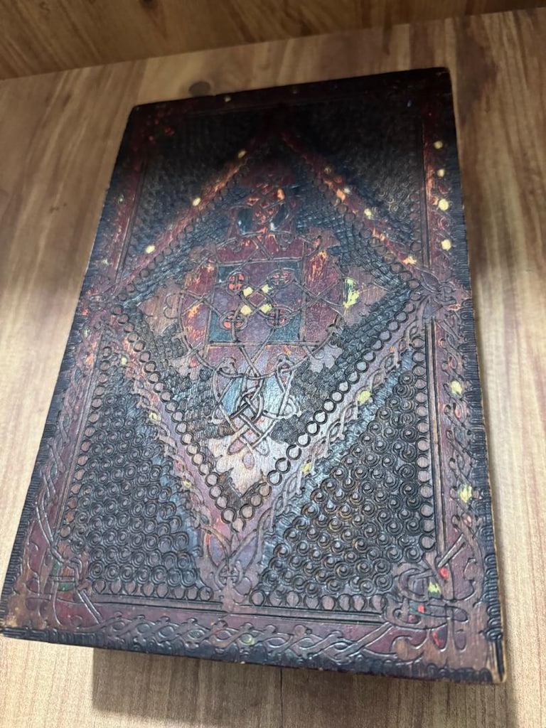 Antika El Oyyması Otantik Masif Ahşap Takı ve Aksesuar Kutusu - 2