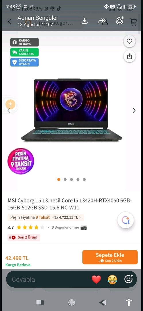 Msi ge force rtx 4050 laptop - 2