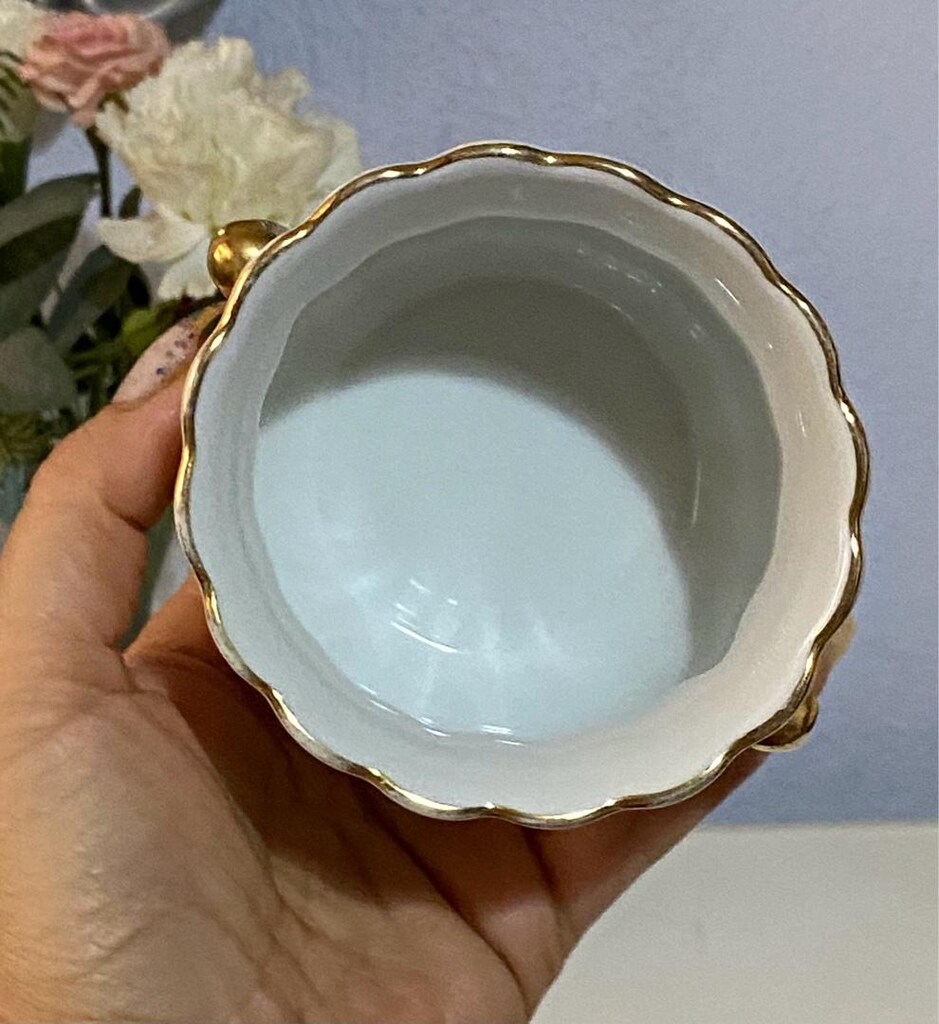 Antika İTALYAN “ Capodimonte “ Damgalı Altın Çiçekli Porselen Şekerlik - 3