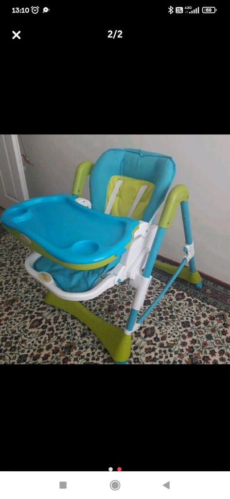 BABY PLUS TEKERLEKLİ MAMA SANDALYESİ MAVİ-YEŞİL