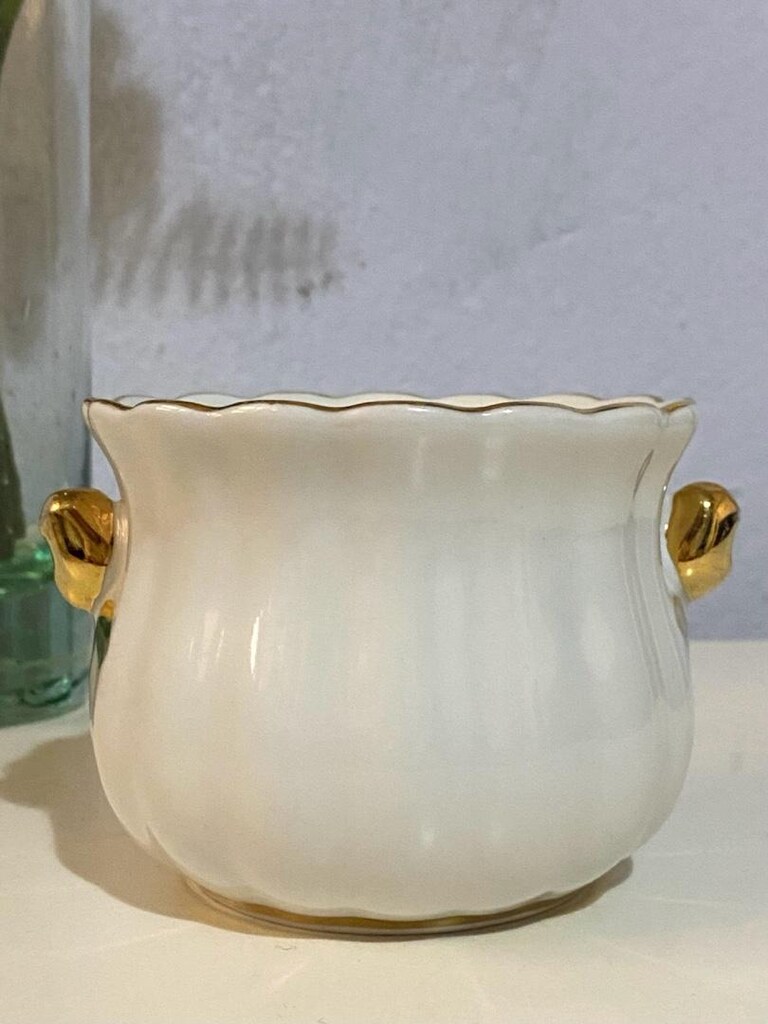 Antika İTALYAN “ Capodimonte “ Damgalı Altın Çiçekli Porselen Şekerlik - 11