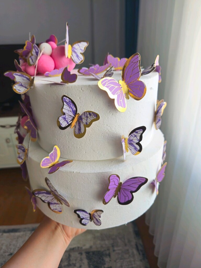 Kelebekli Pastel Parti Maket Pastası - 4