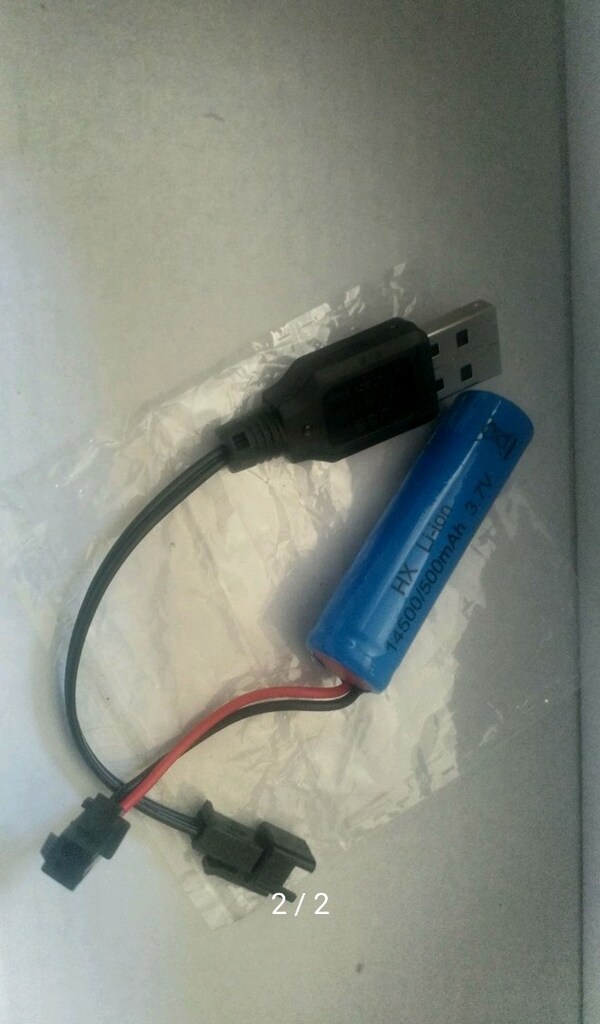 ŞARJLI OYUNCAKLAR İÇİN YEDEK PİL VE ŞARJ KABLOSU USB 3,7VOLT (İKİ PİN) - 2