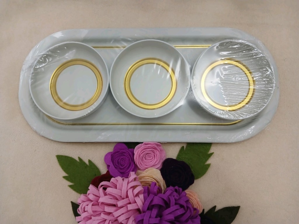 SARKAP HOME 3 LÜ ÇEREZLİK VE SUNUM TEPSİSİ KREM RENGİ SIFIR KOCAELI - 6