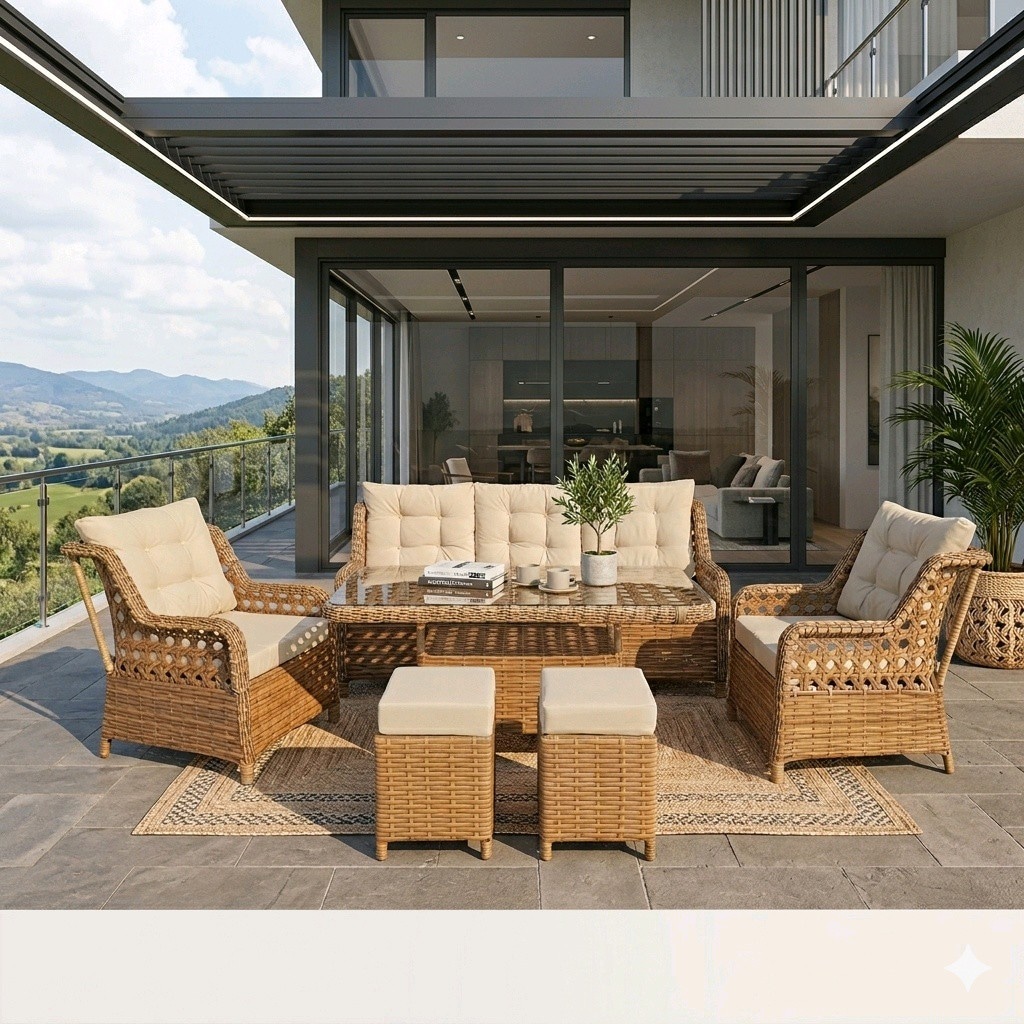 Rattan Bahçe Koltuk Takımı, Balkon Oturma Grubu, Bahçe Mobilyası - 5