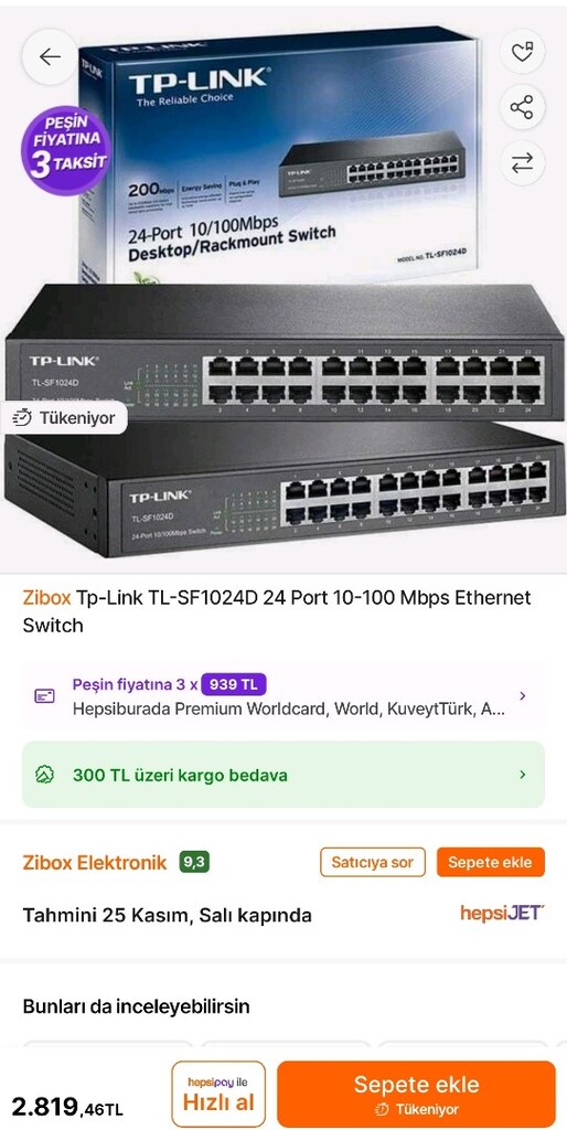 TP Link TL-SF1024D 24 PORTLU SWİTCH - 6