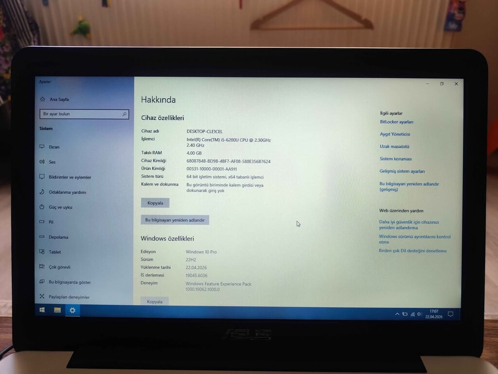 ASUS K555UB CORE İ5 6200U 2.3GHZ NOTEBOOK - 9