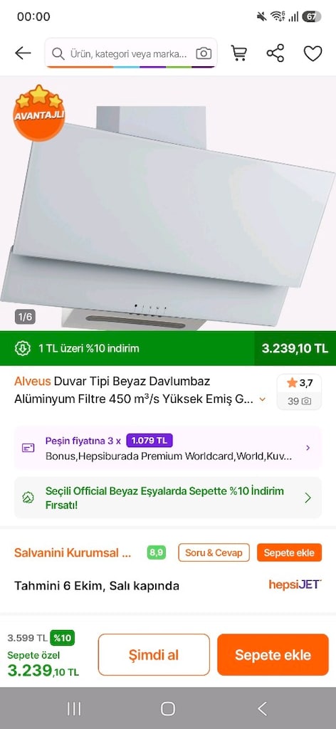 alveus beyaz cam davlumbaz duvar tipi - 3