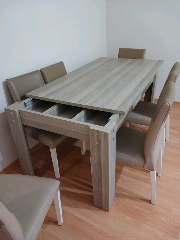 Temiz Durumda Üstten Kayar Açılır, Gizli Bölmeli Yemek Masası - 9