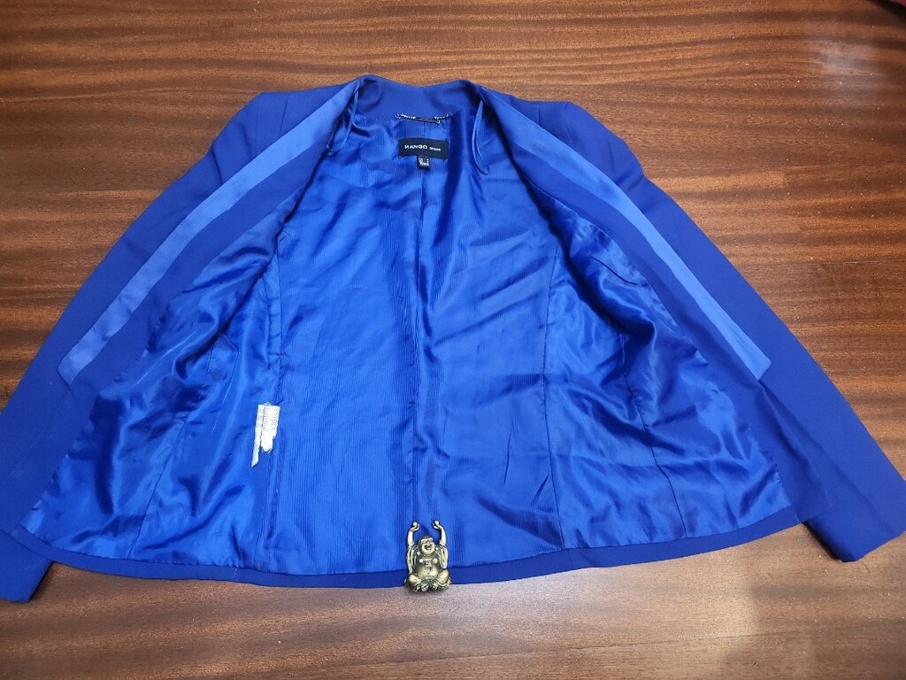 MANGO Mavi Saten Detaylı Blazer - 10