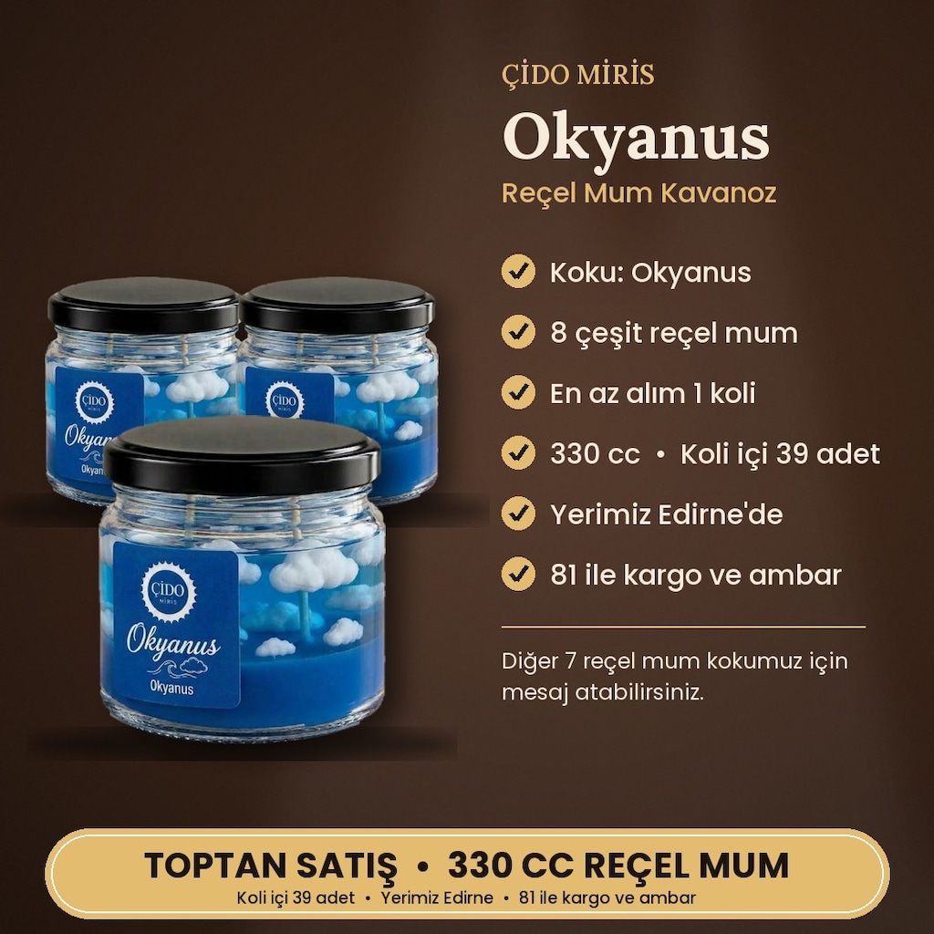 ÇİDO MİRİS REÇEL KAVANOZ MUM OKYANUS 330 CC | TOPTAN SATIŞ - 2