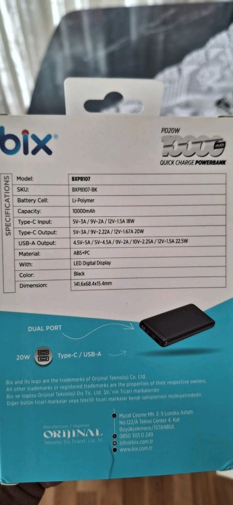 Bix Bxpb107 10000mah Powerbank Son (2) Adet Sıfır - 3