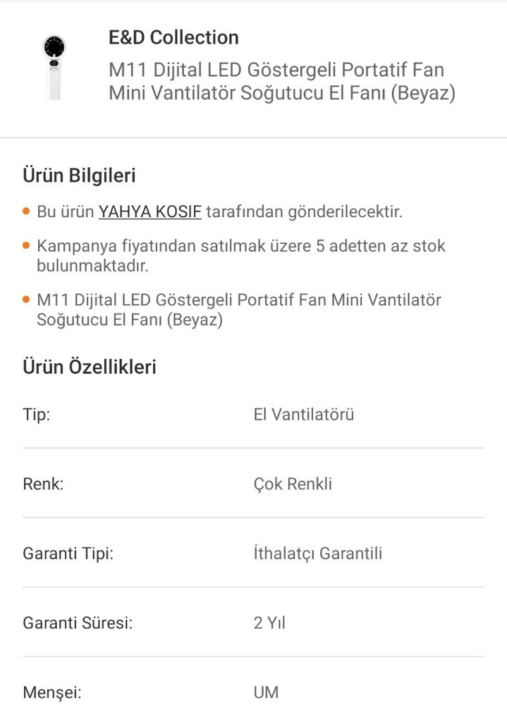 M11 Dijital LED Göstergeli Mini Vantilatör Portatif El Fanı - 5