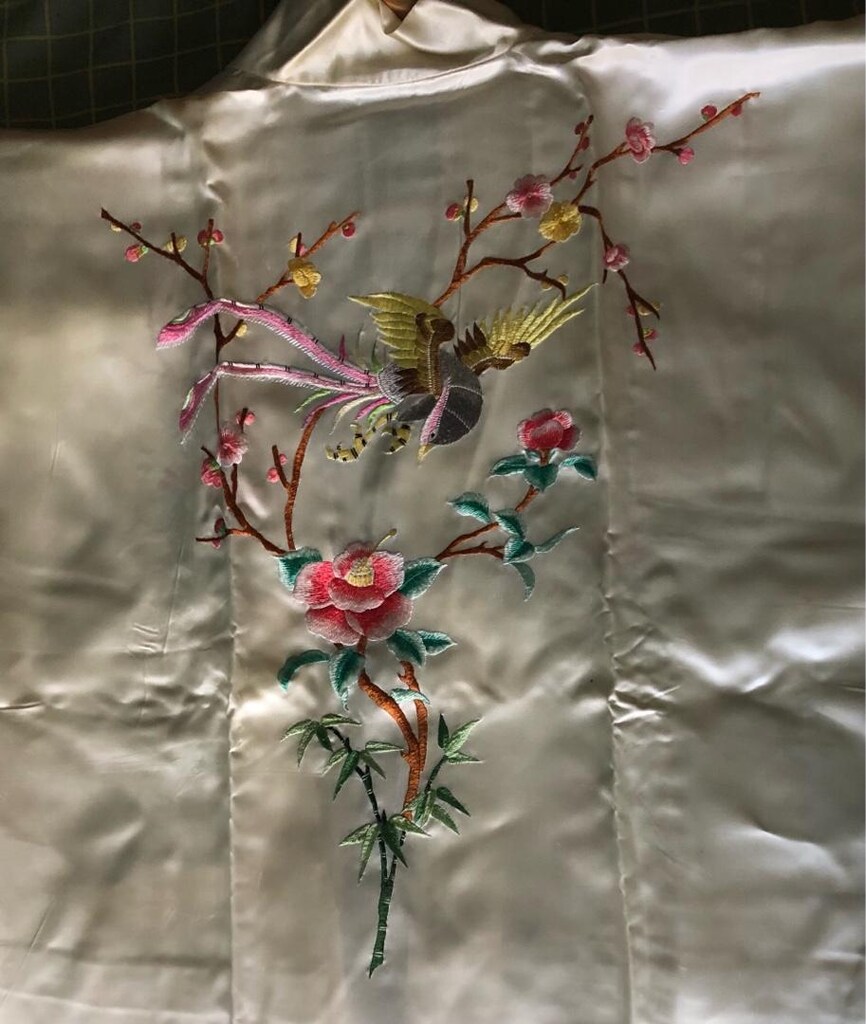 Japon tarzı işlemeli kimono/sabahlık - 8