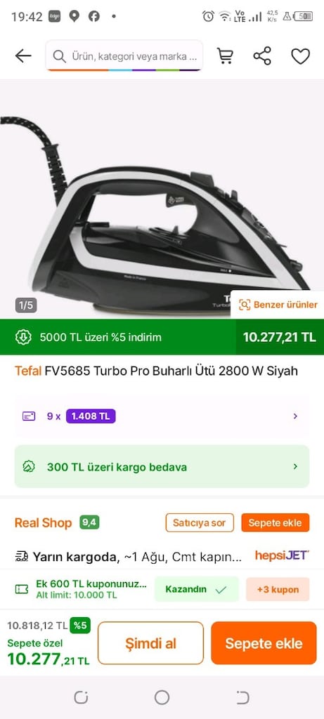 Tefal turbo pro FV5685E0 buharlı ütü - 4