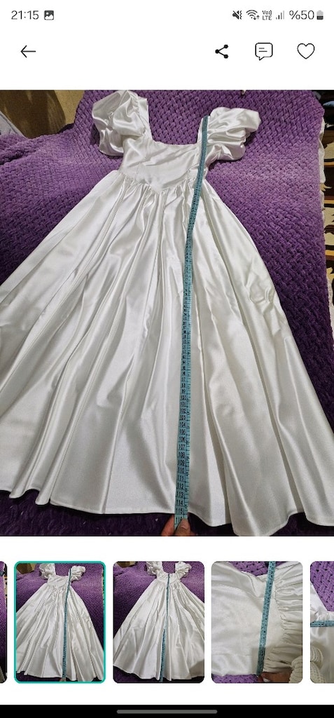 Beyaz saten nişan nikah elbisesi - 5