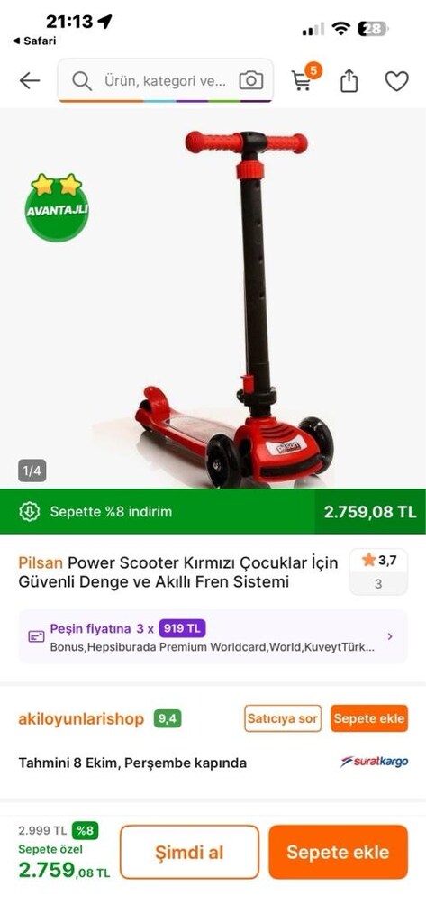 Pilsan 7-8 yaş scotter - 2