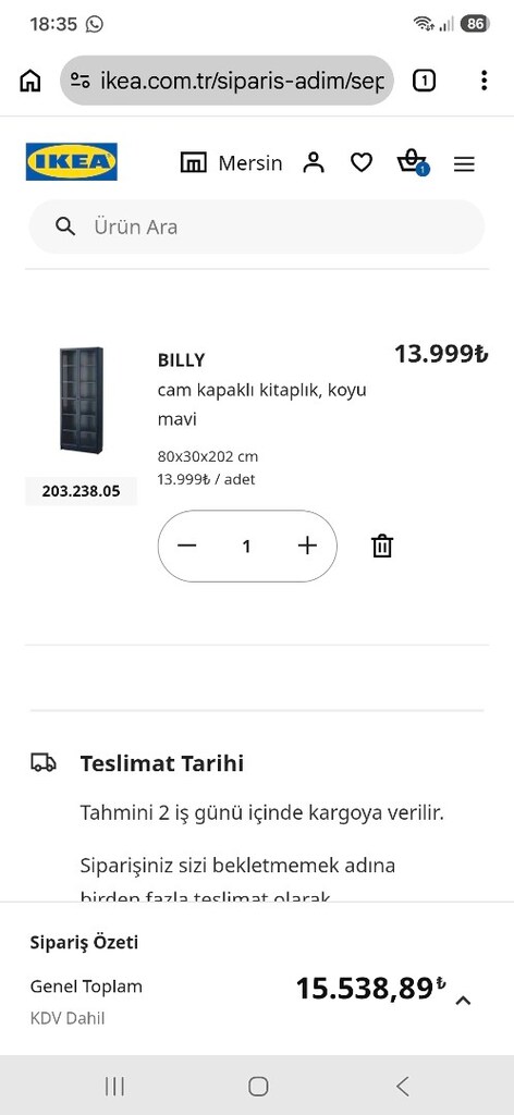 IKEA BILLY CAM KAPAKLI KİTAPLIK 3 ADET VAR - 7