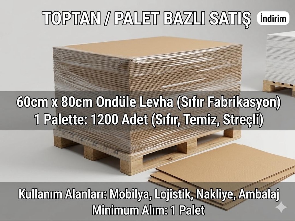 Toptan Paletli 60x80 cm Ondüle Karton Levha / Sıfır Ambalaj Separatörü