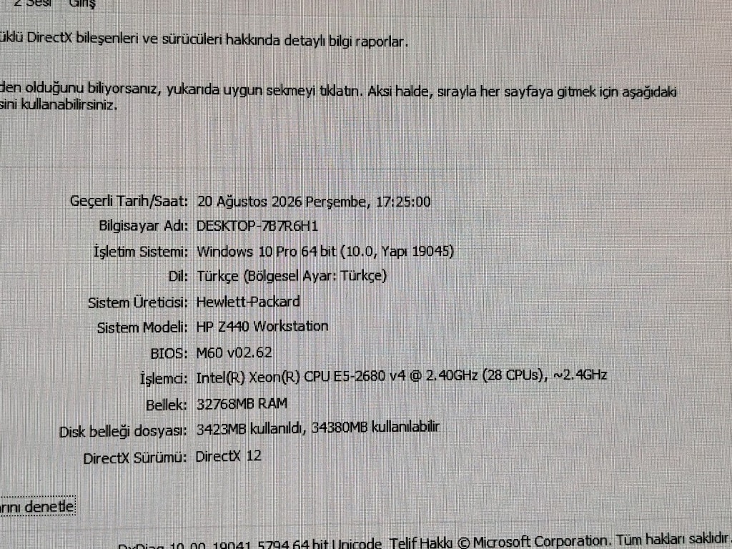 HP Z440 WORKSTATİON - İŞ İSTASYONU RTX N4000 8GB-32GB RAM - 5