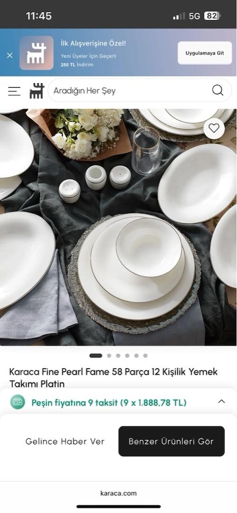 Karaca Fine Pearl 12 Kişilik Yemek Takımı