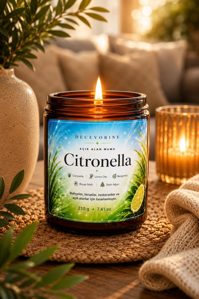 Sivrisinek alanlarında Tercih Edilen Citronella ve Limon Otu Mumu 210