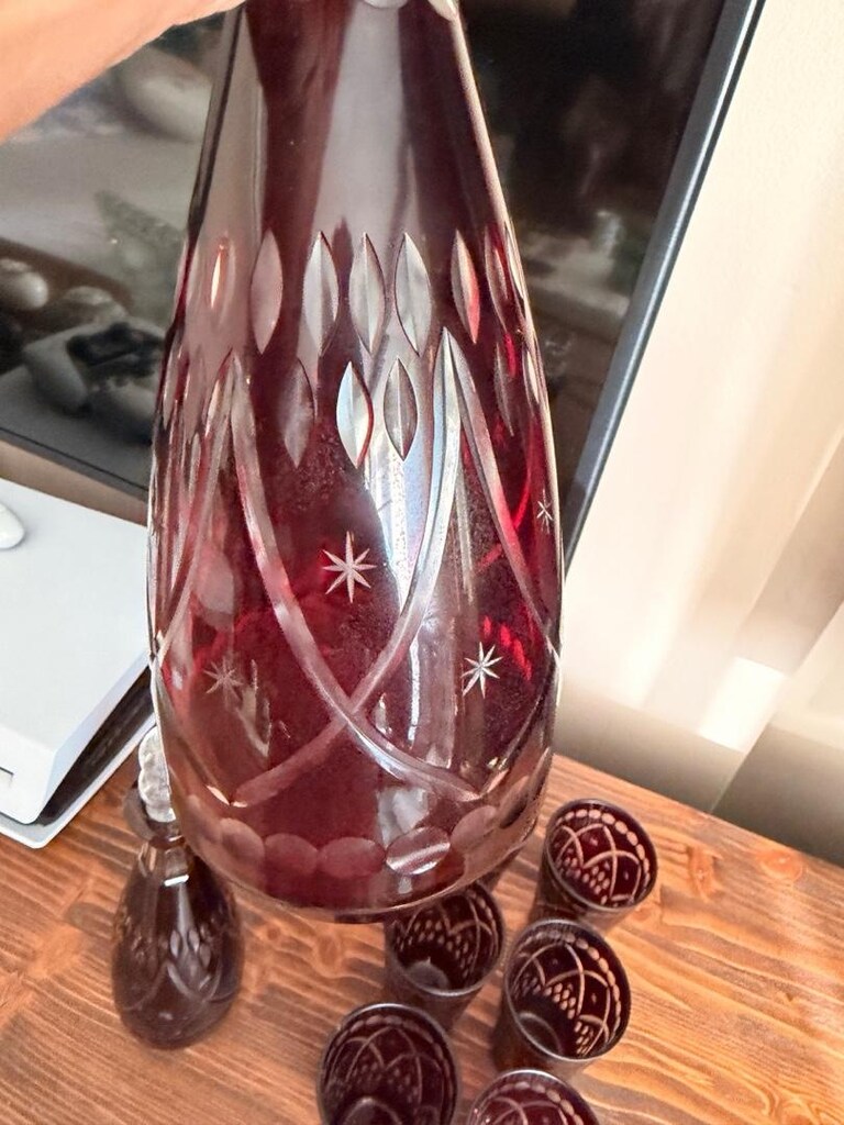 Çekoslavak Bohem Kristal Karaf & Bardak - 5