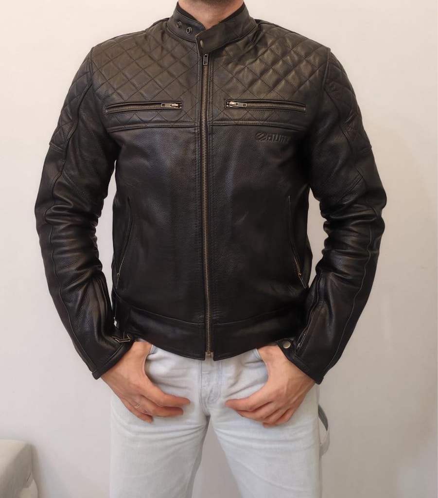 Siyah Gerçek Deri Motorcu Montu DURT XL - 3
