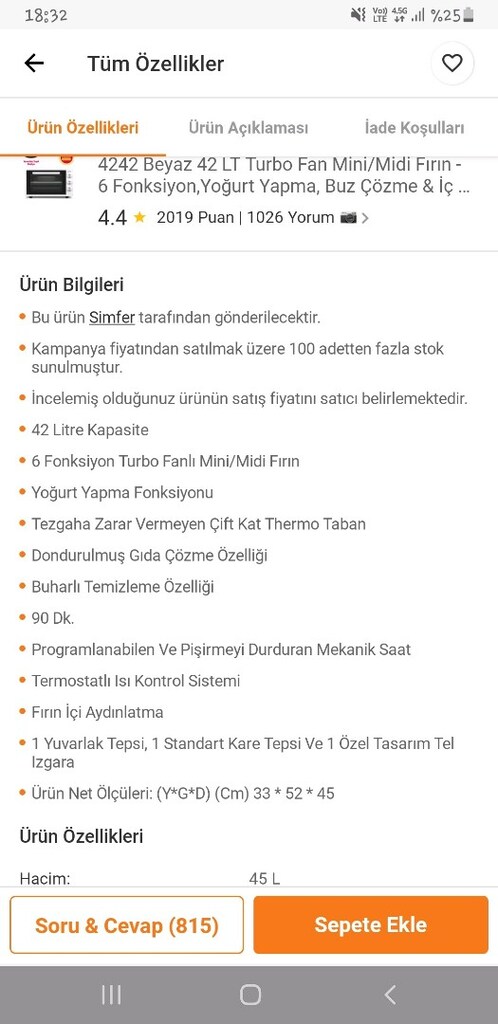 simfer midi fırın 42lt - 5