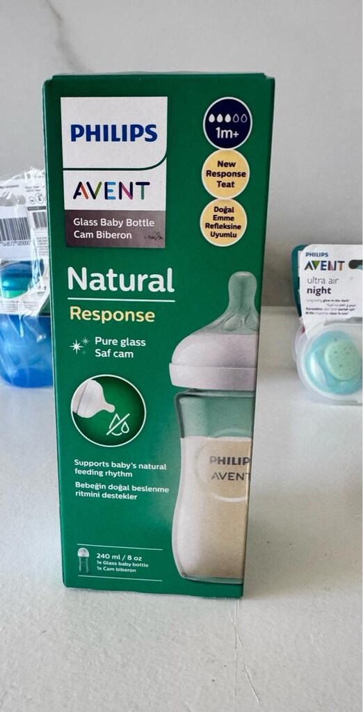 Avent 240 Ml cam biberon Yanında 0-6 ay ya da 6-18 ay emzik hediye - 2