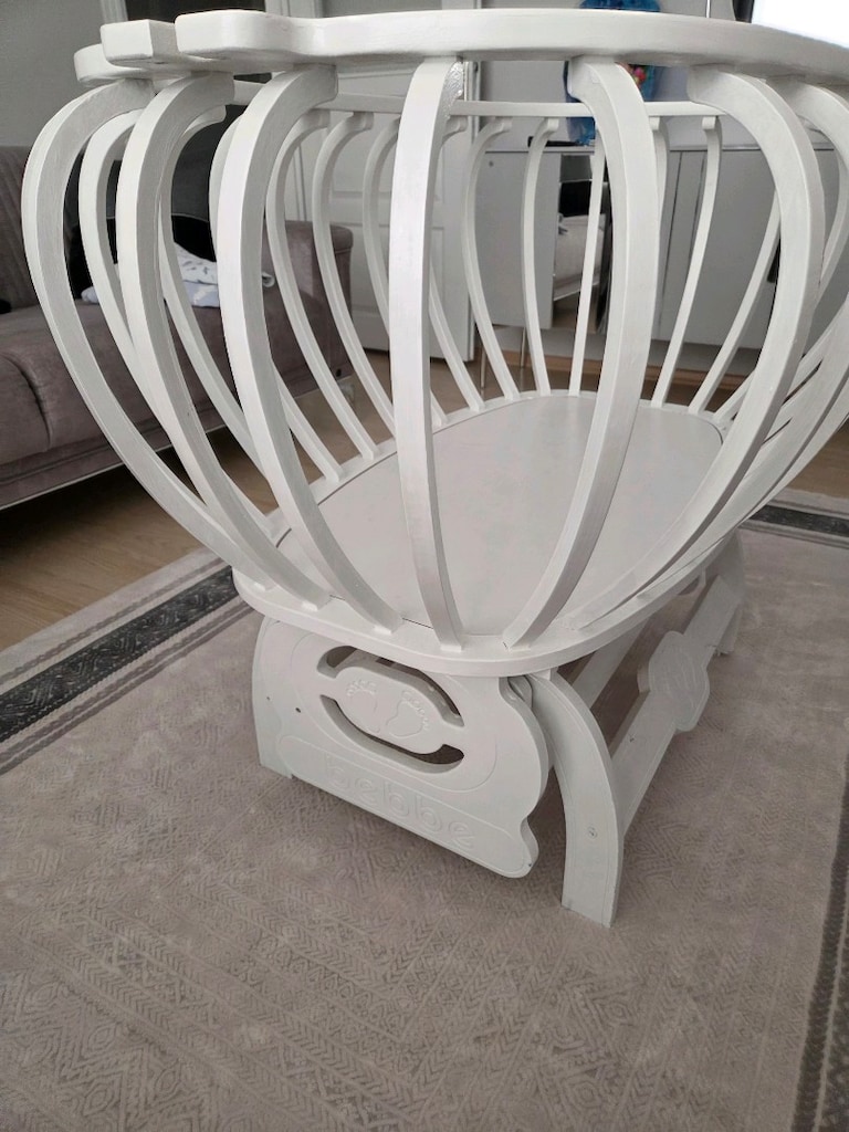 bebbe marka sepet model ahşap bebek beşiği - 7